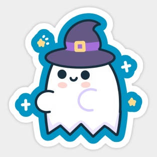 Kawaii Ghost with a witch hat Sticker